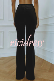 Delicate Daze Velvet High Rise Elastic Waist Flare Pants