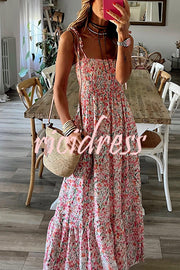 Ready To Vacation Floral Print Smocked Waist Maxi Dress