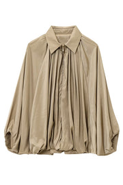 Fashion Lapel Loose Puff Long Sleeve Casual Zipper Jacket