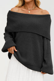Solid Color Loose Off-shoulder Long-sleeved Casual Knit Sweater