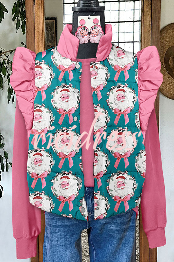 Unique Print Stand Collar Flying Sleeves Casual Jacket