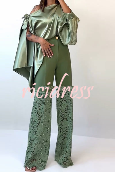 Chic Moment Floral Lace Patchwork High Rise Wide Leg Pants