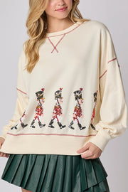 Christmas Soldier Sequined Long Sleeve Casual Sweatshirt