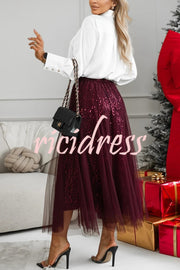 Party Daydream Long Sleeve Diamond Buttons Detail Lapel Blouse