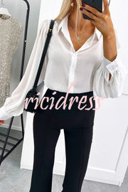 Fashionable Polka Dot Lantern Sleeve Loose Shirt