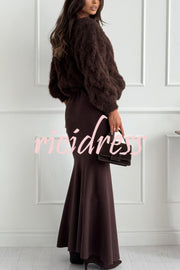 Caitlin Knit Stretch Fabric High Waist Fishtail Casual Maxi Skirt