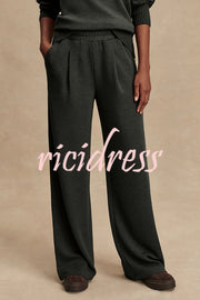 Barker High-Neck Long Sleeve Side Zipper Sweatshirt and Elastic Waist Pocketed Loose Pants Set