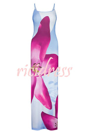 Romantic Beginnings Lily Floral Slip Stretch Vacation Maxi Dress