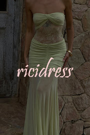 Fashion Lace Splicing Sexy Sleeveless Off-shoulder Slim Maxi Dress