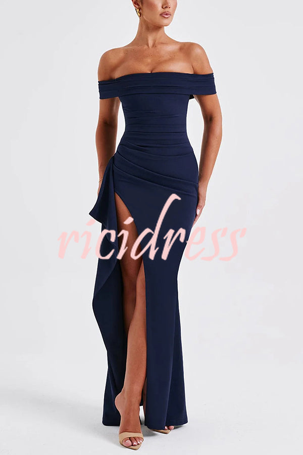 Sexy Lady Off Shoulder High Slit Maxi Dress