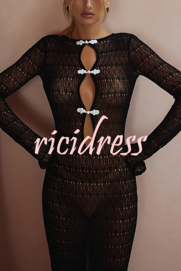 Sexy Backless Long-sleeved Knitted Slim-fit Maxi Dress