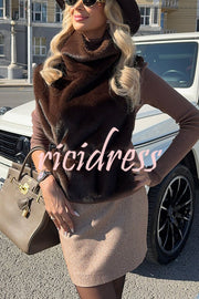 Warm and Stylish Shaggy Eco-fur Stand Collar Side Slit Vest