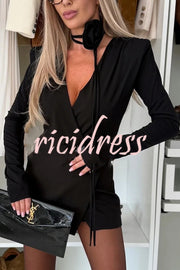 Toast To Midnight Solid Color V-neck Long Sleeve Slim-fit Bodysuit