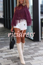 Light and Cute Tulle Lace Inner Wear High Neck Cape Top