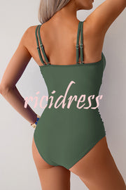 Fashion Waist Mesh Stretch One-piece Swimsuit