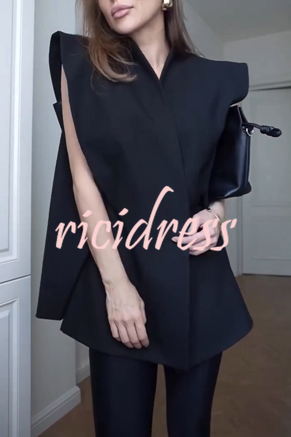 Fashionable Pioneer Stand V-neck Split Sleeve Loose Blazer