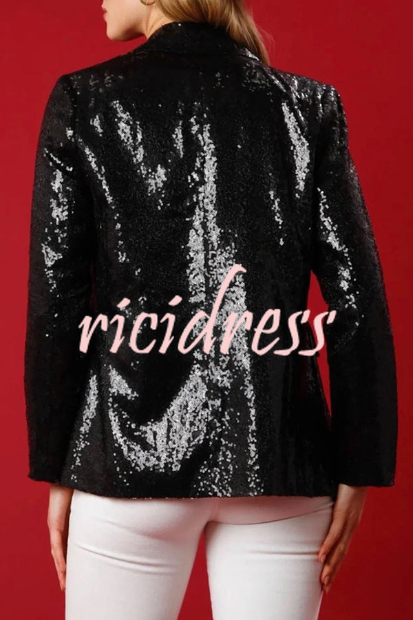 Make Your Christmas High Sequin Nutcracker Lapel Loose Blazer