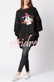 Halloween Ghost Sequin Loose Casual Sweatshirt