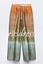 Fashion Gradient Print Casual Pocket Straight Pants