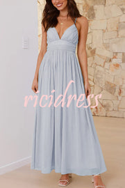 Solid Color Sexy Suspender Backless Lace-up Slim Maxi Dress