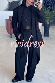 Urban Charm Shoulder Pads Asymmetrical Back Button Lapel Oversized Blazer
