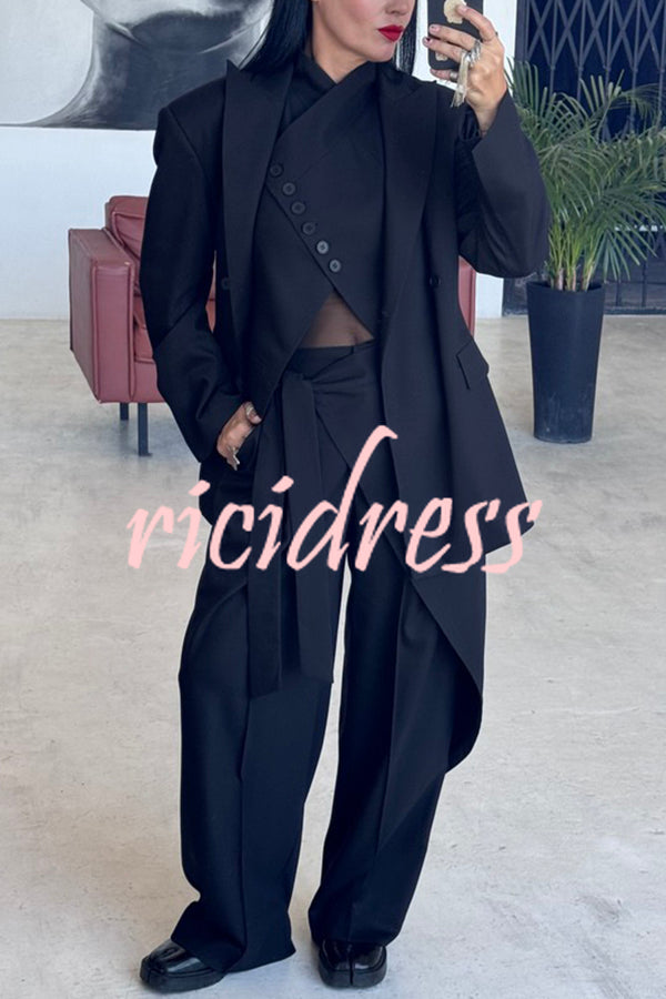 Urban Charm Shoulder Pads Asymmetrical Back Button Lapel Oversized Blazer