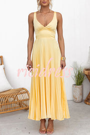 Tucson Sunset Pleated Back Elastic Umbrella Maxi Dress