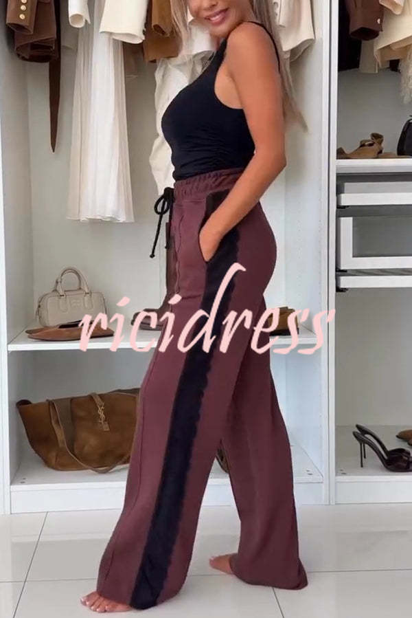 Fashion Lace Panel Long-sleeved Crop Top and Elastic Waist Tie Pocket Casual Pants Set