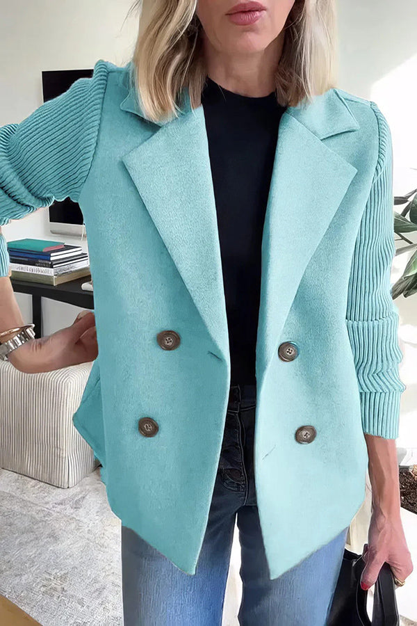 Fashion Lapel Stitching Long Sleeve Casual Button Loose Coat