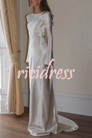 Pearl Eden Satin Back Open Cowl Neck Gown Maxi Dress