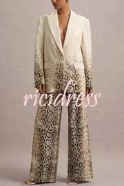 Hurley Ombre Snake Print Single Button Long Sleeve Lapel Loose Blazer