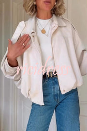 Fashion Lapel Long-sleeved Casual Bomber Jacket