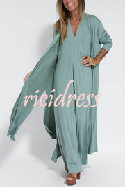 Shades of Happiness Knit Solid Color Slit Drape Cardigan