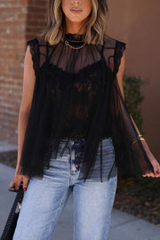 Light and Cute Tulle Lace Inner Wear High Neck Cape Top