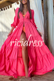 Fashionable Beach Semi-transparent Waist Cover-up Maxi Dress