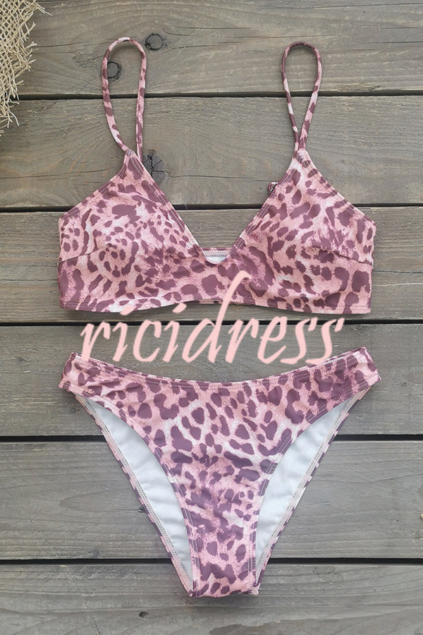 Leopard Print Sexy Stretch Two-piece Bikini Swimsuit