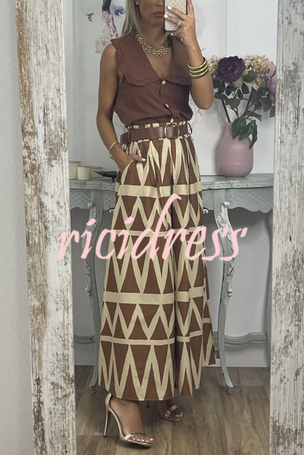 Unique Print Loose Pocket Holiday Maxi Skirt