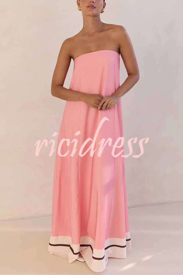 Unique Print Sexy Tube Top Back Zipper Loose Maxi Dress