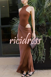 Sexy Sleeveless Slim Waist Hollow Out Maxi Dress