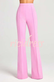 Women Power High Rise Side Zipper Flare Slim Fit Pants