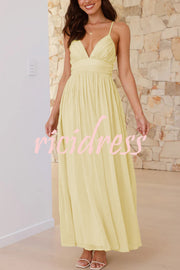 Solid Color Sexy Suspender Backless Lace-up Slim Maxi Dress