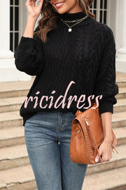 Solid Color Twist Knitted Pullover Knitted Long Sleeved Sweater