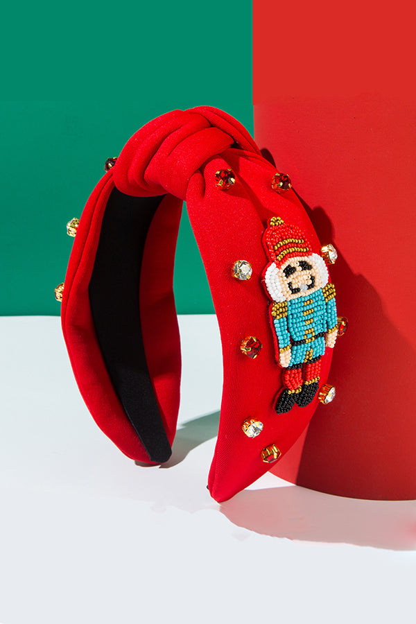 Christmas Hand-sewn Rice Bead Soldier Headband