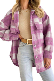 Trendy Plaid Large Pocket Single Breasted Long Sleeve Coat
