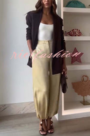 City Phantom Satin High Rise Pocket Aladdin Bloomers Pants