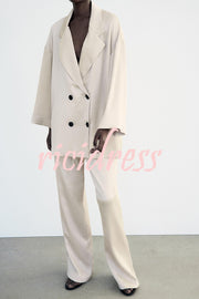 Fashionable Pleated Elastic Waist Tie Casual Pocket Wide-leg Pants