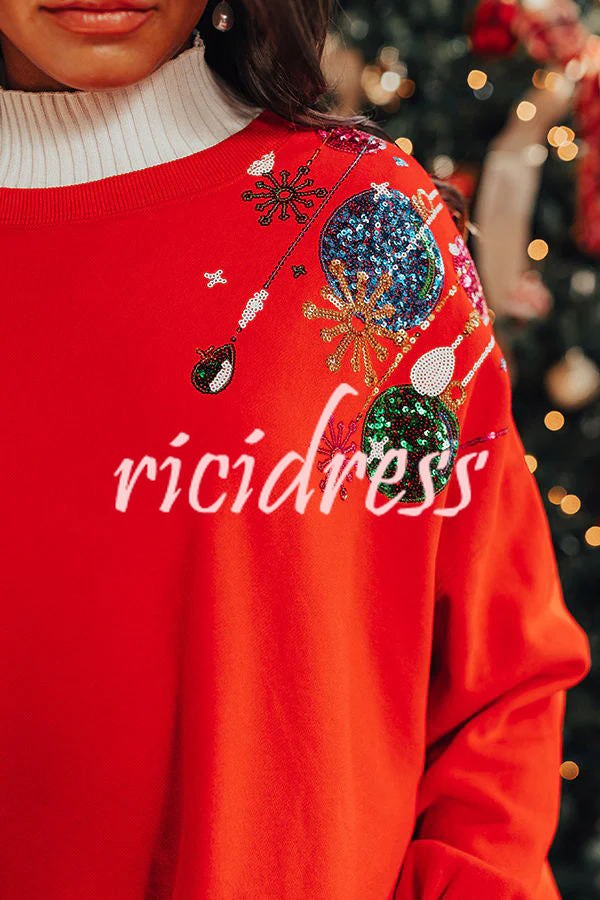 Jingle Bells Sequined Long Sleeved Pullover Sweatshirt