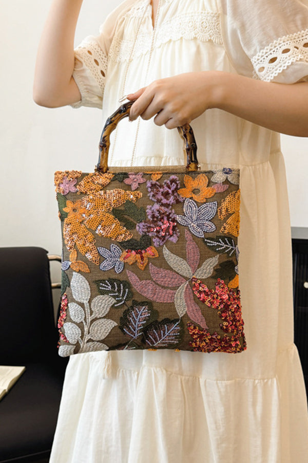 Colorful Sequin Vintage Embroidery Tote Bag