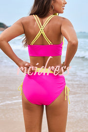 Fashionable High Waist Stretch Bikini Swimsuit