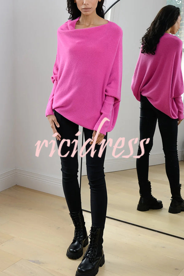 Solid Color Round Neck Long Sleeve Loose Knitted Sweater